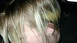 Sexy Girl Sucks Cock Wildly at the Back of a Truck in City Center