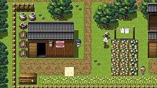 Tanned girl Natsuki in hentai game ep 3 strips for naked bath. Feels amazing after chatting with perverted villagers.