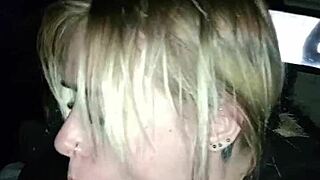 Sexy Girl Sucks Cock Wildly at the Back of a Truck in City Center