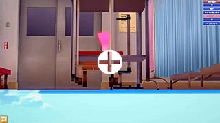 In this hentai game, squeezing Kasen's big tits in Touhou