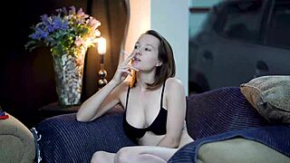 Sexy Smoking in Black Lingerie