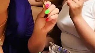 Stepmom with Big Ass Begs Stepdaughter for Pussy Play