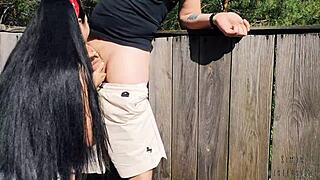 BTS Risky Outdoor Facefuck and Cum in Throat at the Hunting Tower with Amateur Brunette