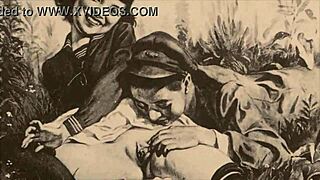 Vintage erotic drawings in retro style