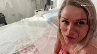 I saw this blonde slutty girl get slammed by her stepbrother.