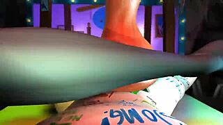 Horny Brunette Deepthroats And Fucks Big Cock In Plaster 3D Cartoon.