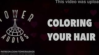 Erotic audio for women coloring hair with dirty talk