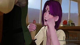 Raven in some rather risqué animated action after school