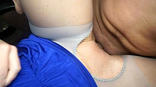 Sexy blonde MILF gets fucked in crotchless pantyhose