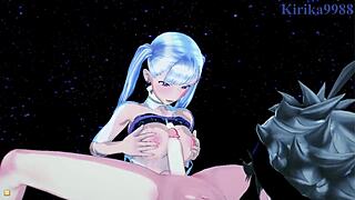 Noelle Silva and Secre Swallowtail with Asta in intense Black Clover hentai sex