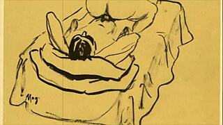 Vintage erotic drawings with seductive retro charm