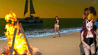Sexy college babes get wild on the beach in game
