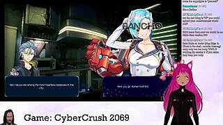 Vtuber Lewdneko Plays Cybercrush 2069 Part 1 With Big Tits And Anime Style