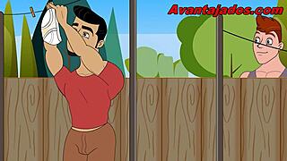 Dreamy Brazilian Neighbor in Wild Gay Cartoon Action