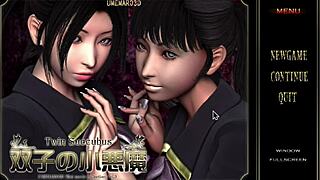 Identical twins masterfully suck and please in 3D game