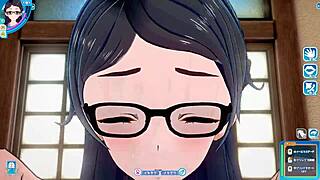 Glasses girl in face-to-face position in hentai.