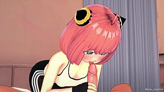 Anya finishes her workout and gets steamy in adult hentai version