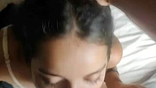 Lunah Blanc moans while swallowing and riding