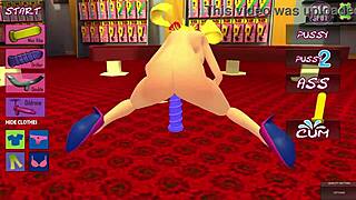 naughty blonde plays wild with dildos in 3d animation