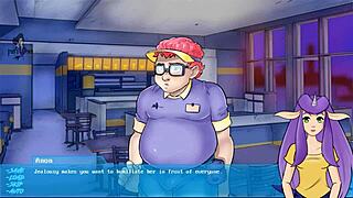 Hentai game with big ass lovers in a restaurant at night