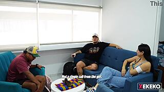 flashing huge tits to seduce my hermanastro’s gay friend at home. alone and wild!