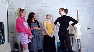 Backstage flashing with hairless anime girls turned to stone