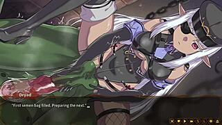 Playing hentai game with sexy spirit Dryad in wild action