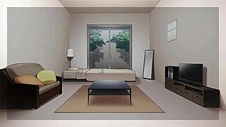 in secret stay home ep 2, shes suckin me off under the table while we play games, its so hot in this hentai anime