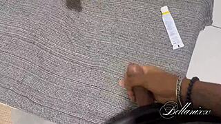 Interracial petite brunette on bed