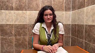 hey, big-breasted student bangs teacher to pass economics hard