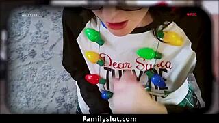 holiday stepfamily bangs in wild 4some by christmas tree - familyslut