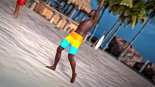 Beauty And The Thug Play With A Beach Ball Topless