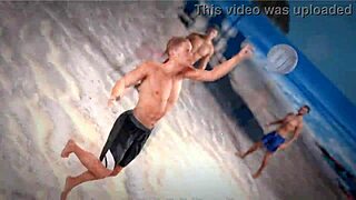 Beauty And The Thug Play With A Beach Ball Topless