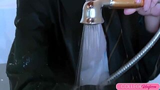 Uniformed Coed Sarah Louise Dripping Wet In Bathtub Climax