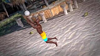 Beauty And The Thug Play With A Beach Ball Topless