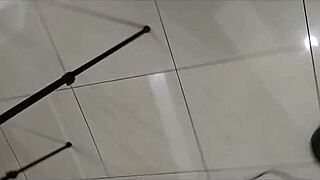 French amateur in black leather pants and satin corset gets doggy style POV pounding