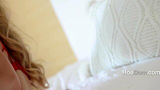 Big butt blonde takes rough ass pounding in red lingerie