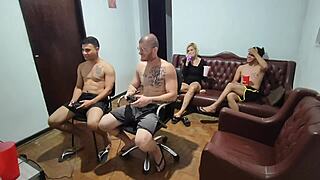 friends started video game but ended with anal sex and big cock fucking.