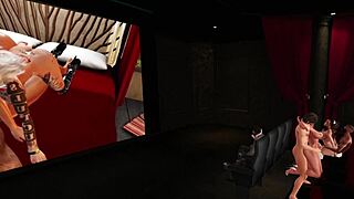 The screening room with blonde big tits riding orgasm