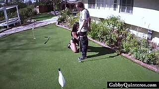Caught cheating Latina Gabby Quinteros banging the lawn guy in wild action.