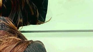 me cojo a mi esposa con vestido, tacones y cachetero de encaje en una sesión caliente.