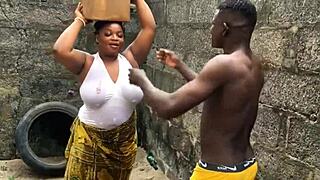 Hey, how did this dirty bitch get fucked doing laundry outside?