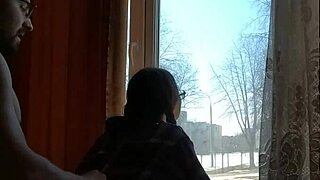 Helga Bosk's risky bareback sex by window