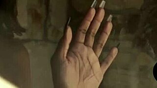 Petite ebony babe strips down to show off her naked chocolaty body and bubble butt.