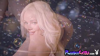 Suggestive Striptease by Petite Blonde Teen Elsa Jean Posing in a Martini Glass