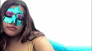 brunette student touches her big tits before exams in sexy uniform