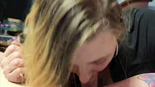 Beautiful girl sucks cock in lingerie homemade couple scene