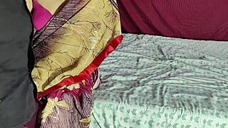 Beautiful big-boobed young housewife in a saree gets rough sex