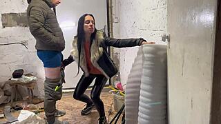 Step mom, wow, sucks step son and he cums fast!