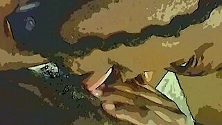 i lick dat wet ebony pussy wid dildo tag team